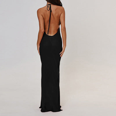 Damen figurbetontes Abendkleid mit tiefem Rückenausschnitt und schmalen Trägern Heidi-Mode