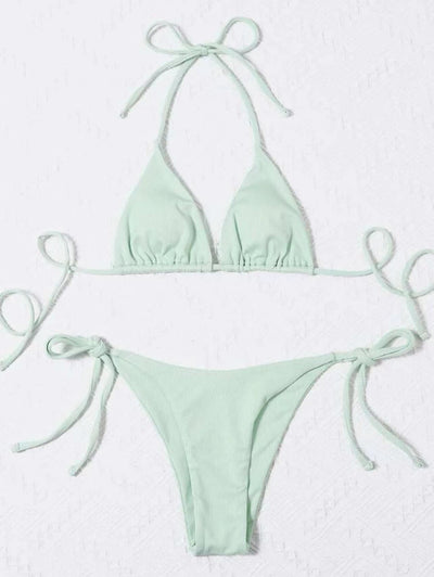 Damen Triangel-Bikini-Set mit verstellbaren Bindebändern und ribbed Design Heidi-Mode