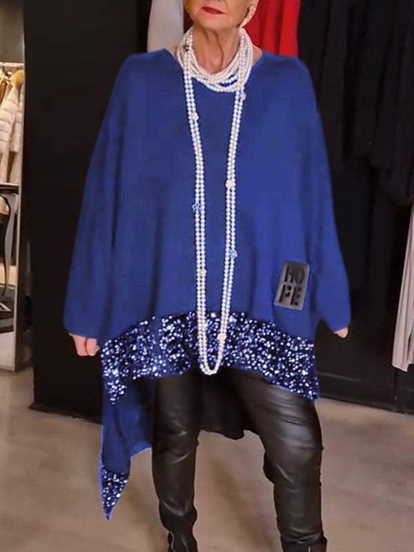Damen Modischer Oversized Pullover mit Glitzerdetails Heidi-Mode