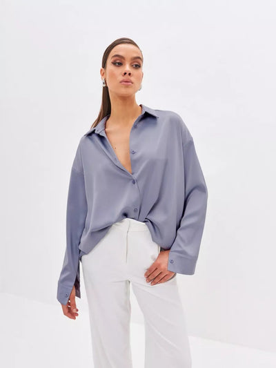 Damen Elegantes Blusenoberteil aus hochwertigem Satin Heidi-Mode