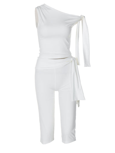 Damen figurbetonter One-Shoulder Jumpsuit mit schwingendem Schlitz Heidi-Mode