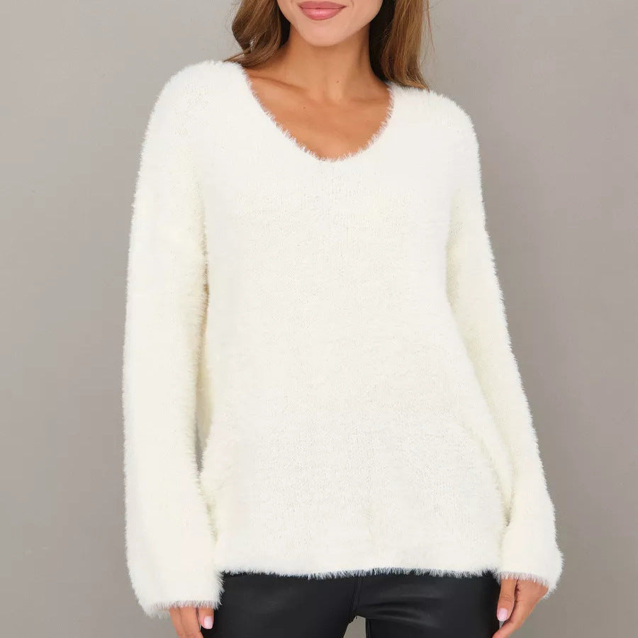 Damen kuscheliger Strickpullover mit weitem Schnitt und eleganten Details Heidi-Mode