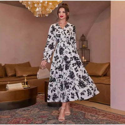 Angela – Slim V-Ausschnitt Langarm-Kleid