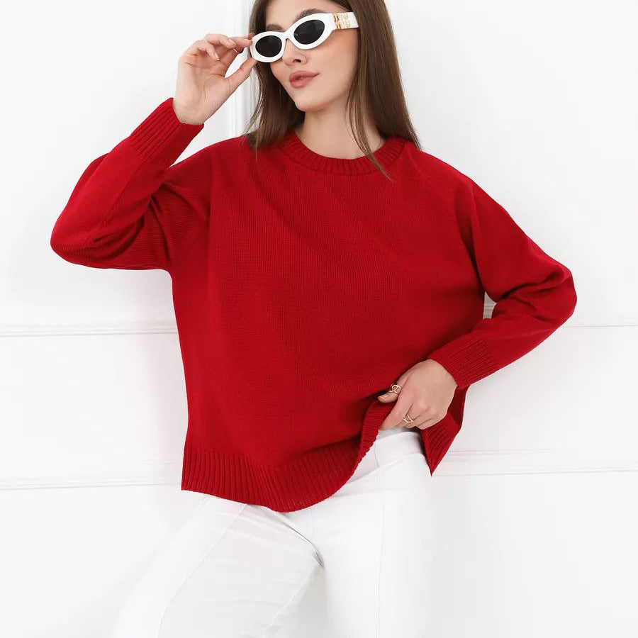 Damen lässiger Strickpullover mit komfortablem Schnitt und feiner Textur Heidi-Mode