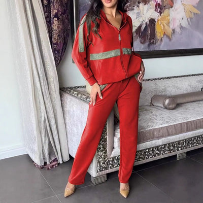 Damen Sportliches Lounge-Set mit glitzernden Akzenten und lässigem Schnitt Heidi-Mode