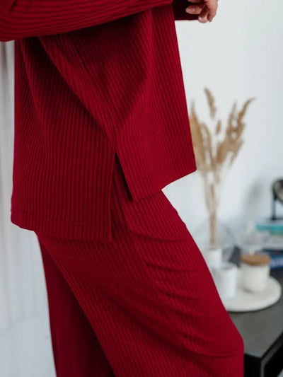 Damen bequemer Loungeanzug mit langem Ärmel und weitem Schnitt Heidi-Mode