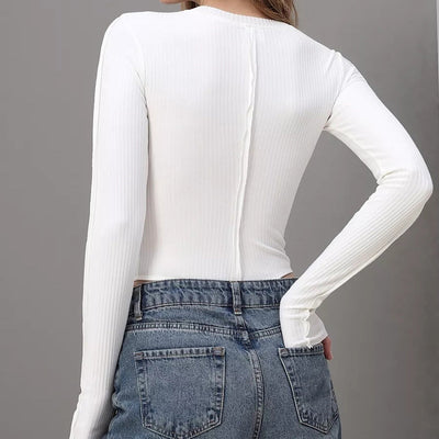 Damen Langarm-Bodysuit mit geschmeidiger Rippstruktur und hohem Beinausschnitt Heidi-Mode