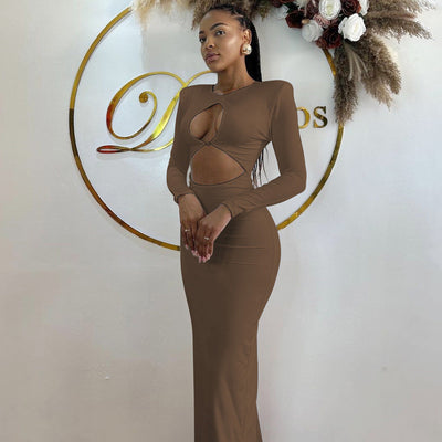 Damen elegantes Bodycon-Kleid mit Cut-Out-Details und langen Ärmeln Heidi-Mode