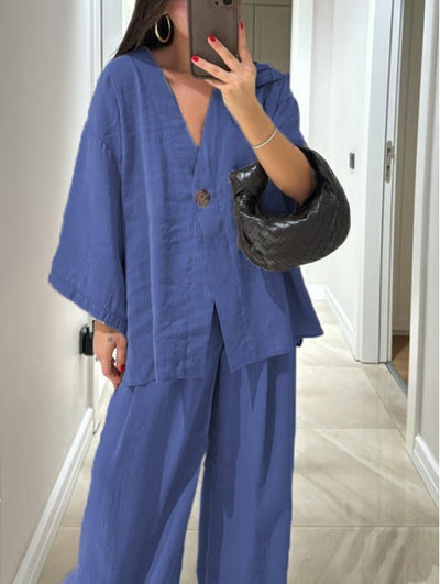 Damen Leichte und luftige Loungewear Kombination mit weitem Schnitt Heidi-Mode