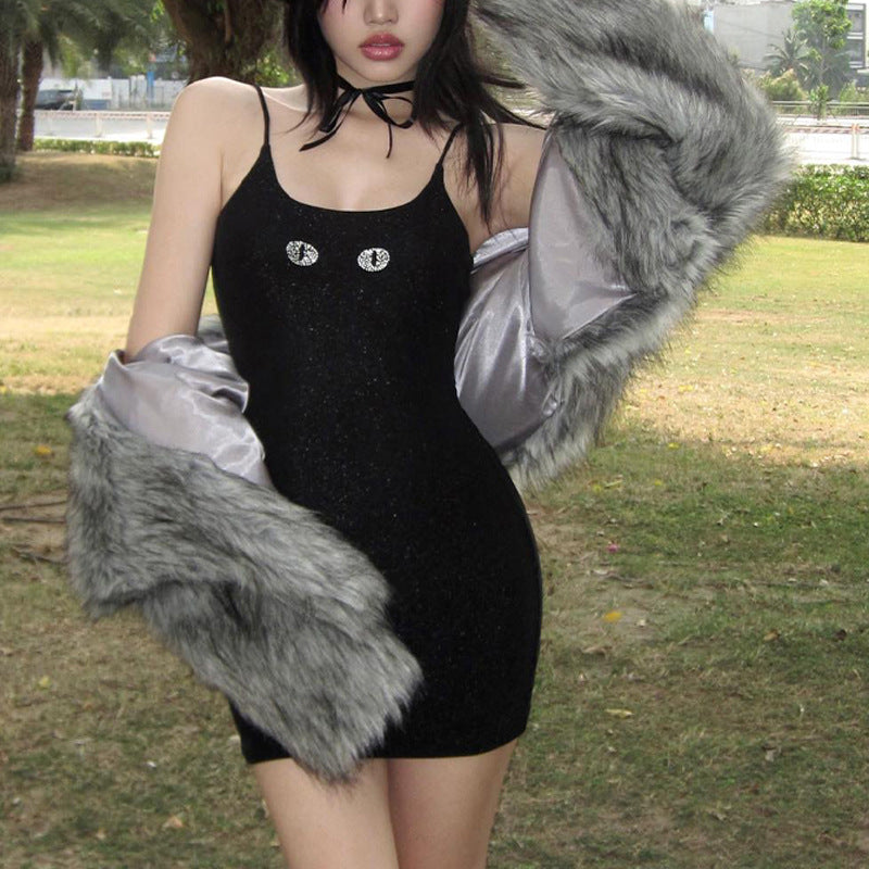 Damen glamouröses Minikleid mit schimmerndem Glitzer und verführerischem Ausschnitt Heidi-Mode