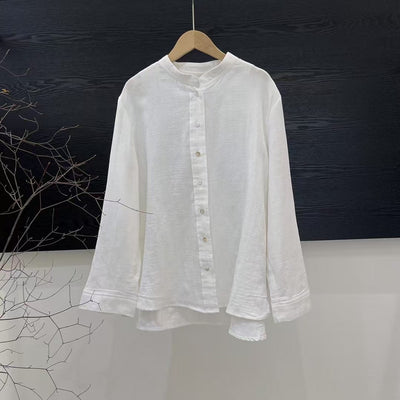 Femme Leichtes Langarm-Button-Up Tunika-Shirt Heidi-Mode