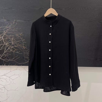 Femme Leichtes Langarm-Button-Up Tunika-Shirt Heidi-Mode