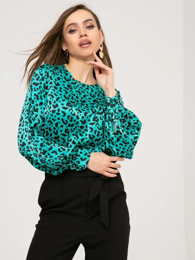 Damen Bluse mit auffälligem Punktmuster und voluminösen Ärmeln Heidi-Mode