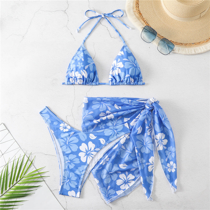 Damen Floral Print Zweiteiliger Badeanzug mit Sarong Heidi-Mode