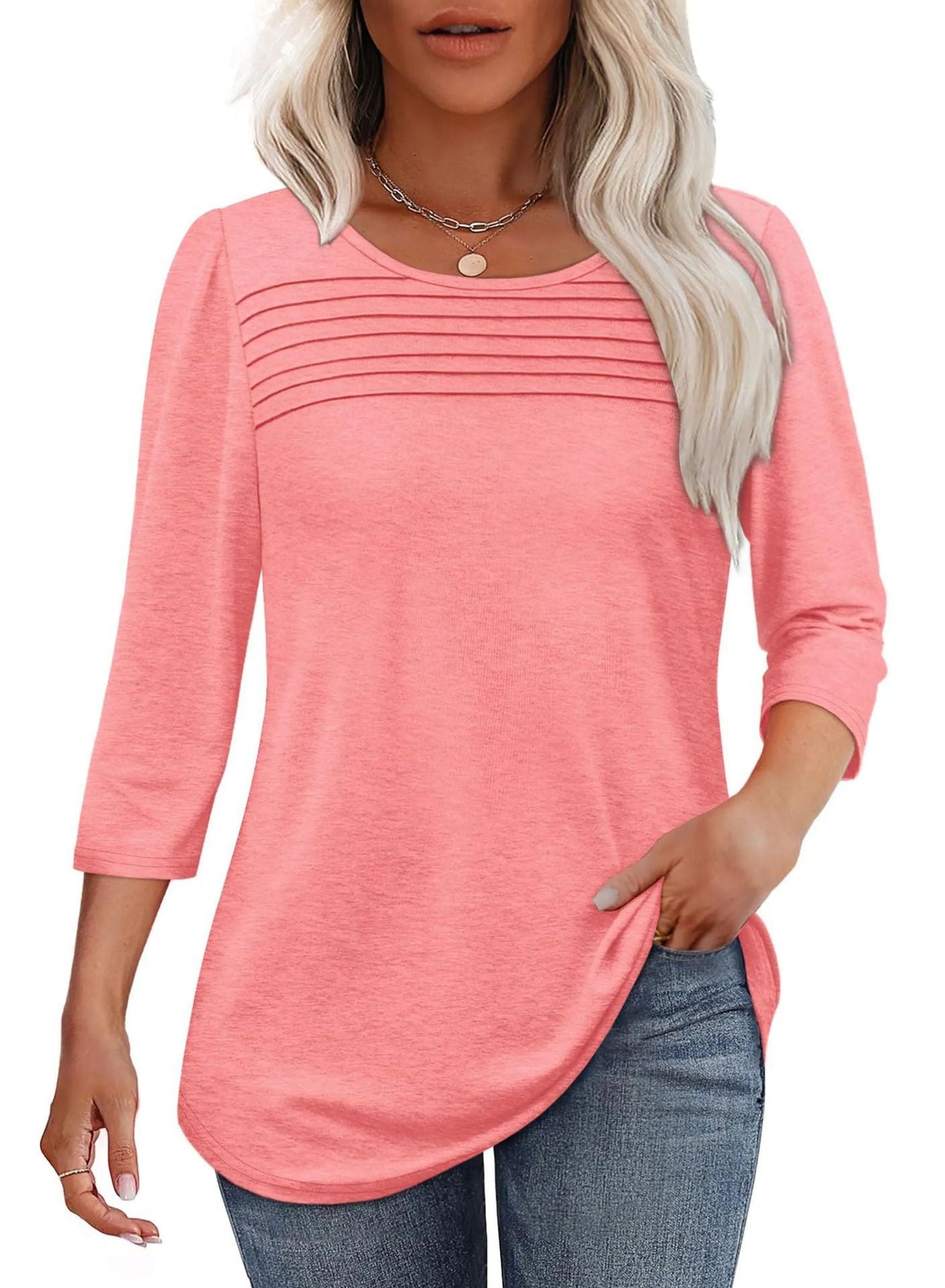 Damen weiches Langarmshirt mit dekorativen Pinnen Heidi-Mode