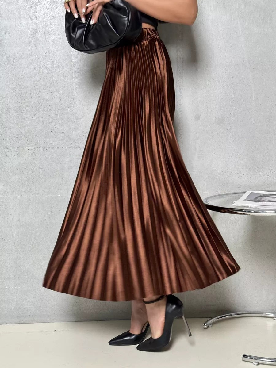 Damen Kombination aus schulterfreiem Oberteil und plissiertem Maxirock Heidi-Mode