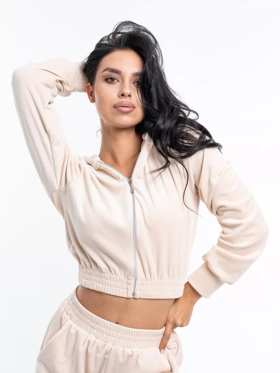 Damen Kurzarm Freizeitjacke mit hohem Kragen und Reißverschluss Heidi-Mode