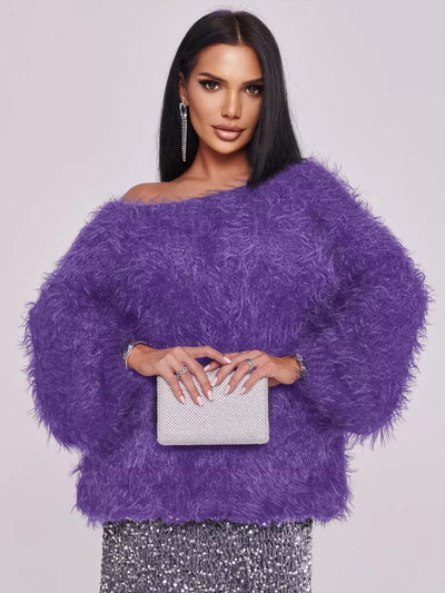 Damen Strickpullover mit weichem Flauschmaterial und eleganten Details Heidi-Mode