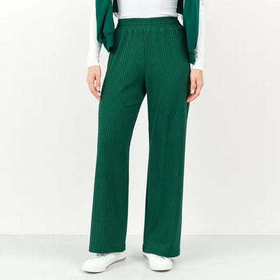 Damen weite, gestreifte Baumwollhose mit elastischem Bund und lässigem Schnitt Heidi-Mode