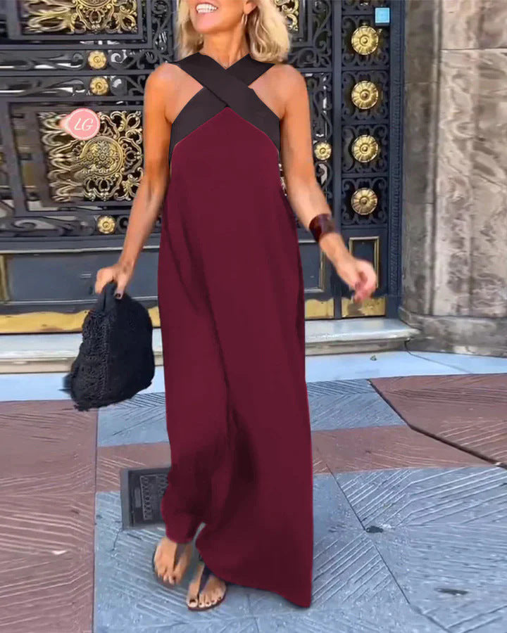 Damen Maxikleid mit Kreuzträgern Heidi-Mode