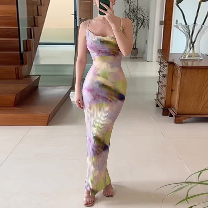 Damen Maxikleid mit schickem Faltenwurf und tiefem V-Ausschnitt Heidi-Mode