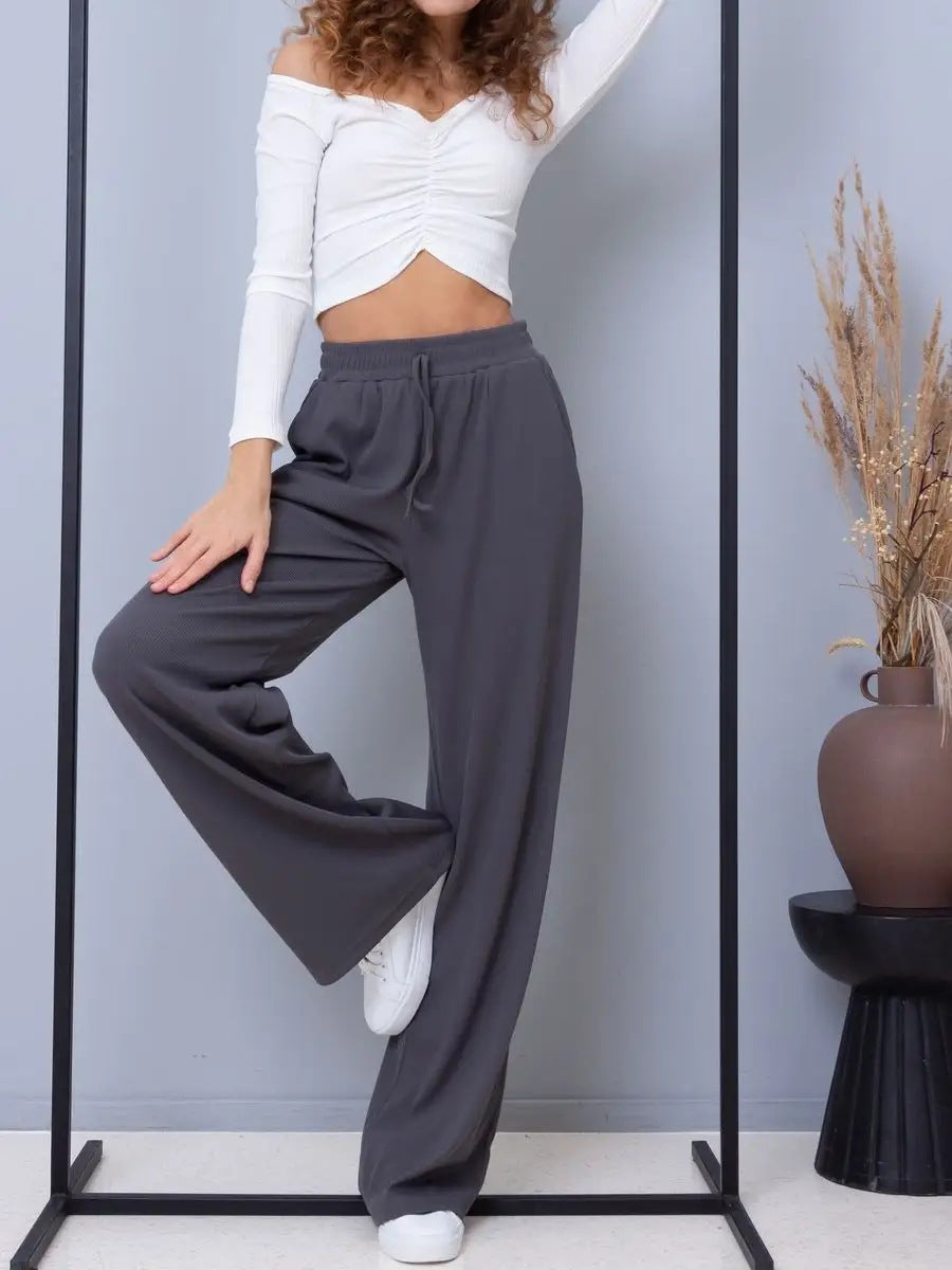 Damen lässige Komforthose mit elastischem Bund und praktischen Taschen Heidi-Mode