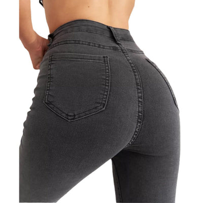 Damen High-Waist Jeans im klassischen Schnitt mit formender Passform Heidi-Mode