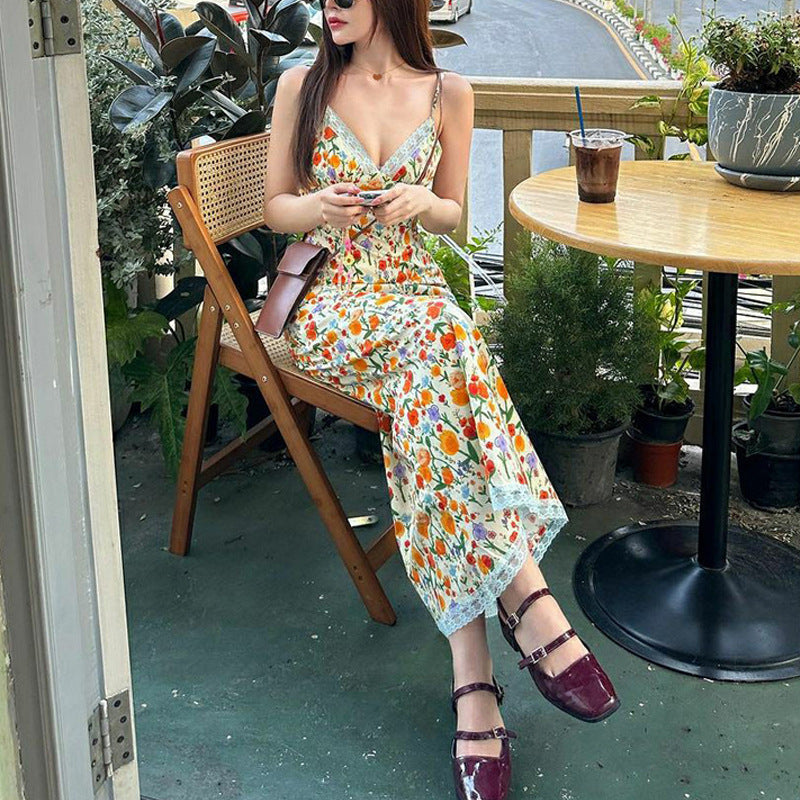 Damen Maxikleid mit floralem Muster und elegantem Rückenausschnitt Heidi-Mode