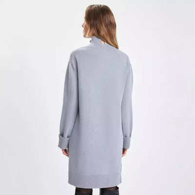 Damen Strickkleid mit stehendem Kragen und weitem Schnitt Heidi-Mode