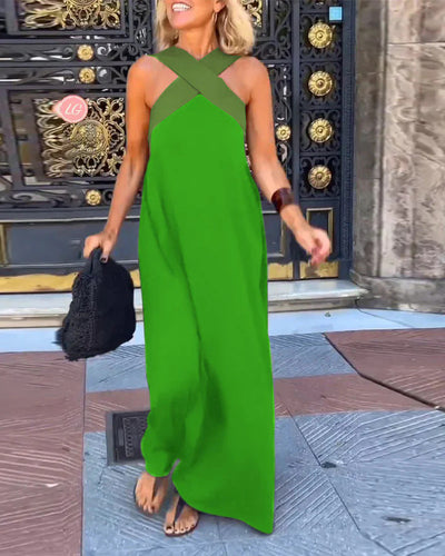 Damen Maxikleid mit Kreuzträgern Heidi-Mode