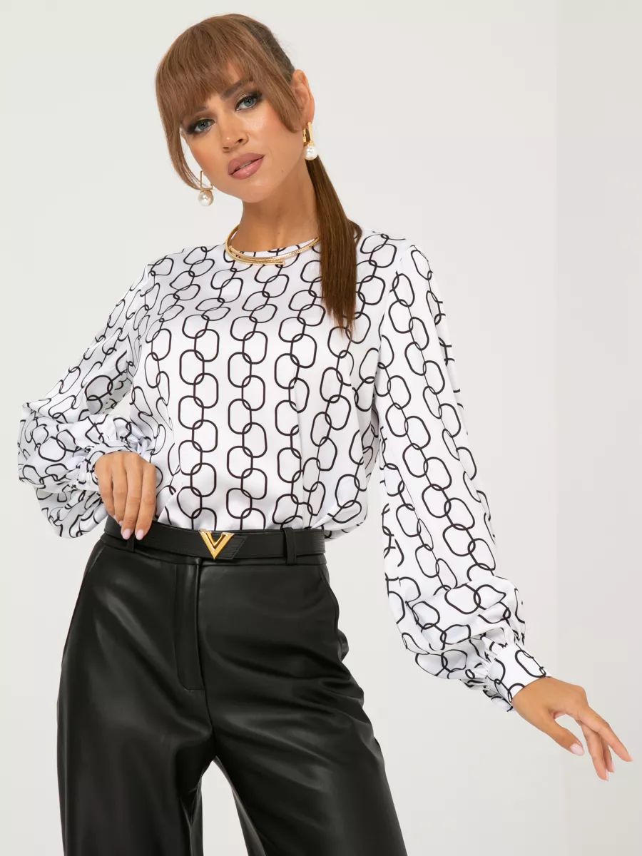 Damen Bluse mit auffälligem Punktmuster und voluminösen Ärmeln Heidi-Mode