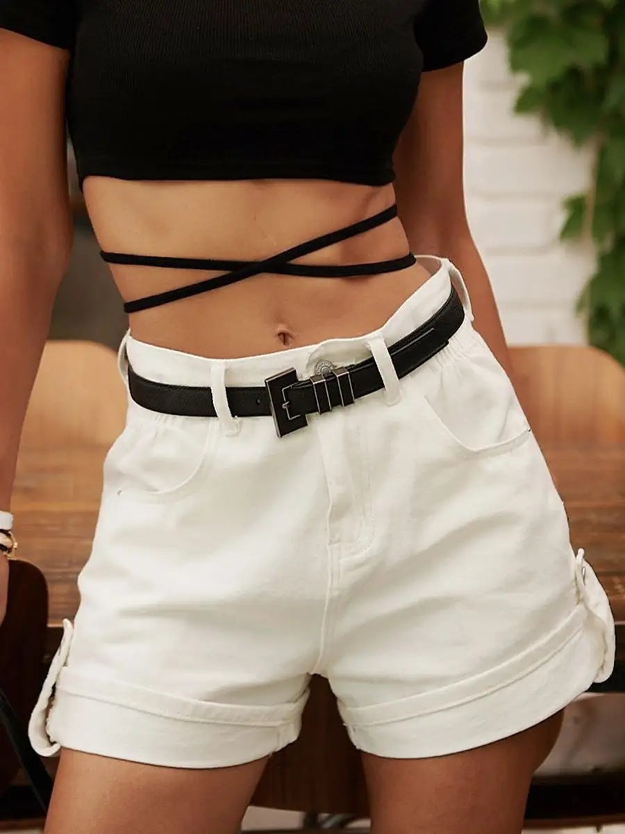 Damen lockere Denim-Shorts mit zahlreichen Taschen und umschlagbaren Säumen Heidi-Mode