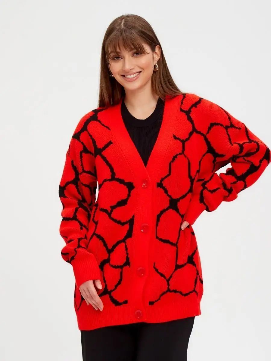 Damen Strickjacke mit grafischem Muster und eleganter Silhouette Heidi-Mode