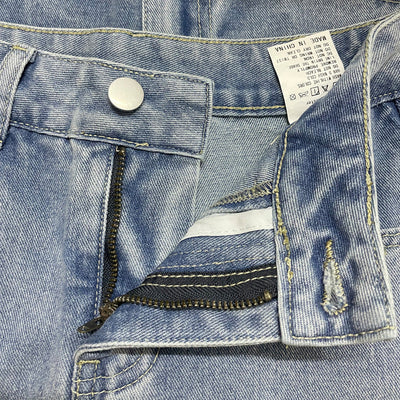 Damen Jeansrock im Vintage-Look mit asymmetrischem Saum und dezenten Detailverzierungen Heidi-Mode