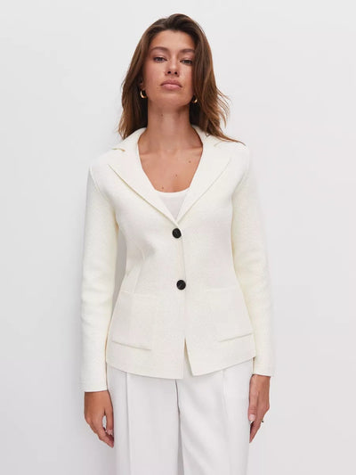 Damen strukturierte Blazerjacke mit elegantem Revers und funktionalen Taschen Heidi-Mode