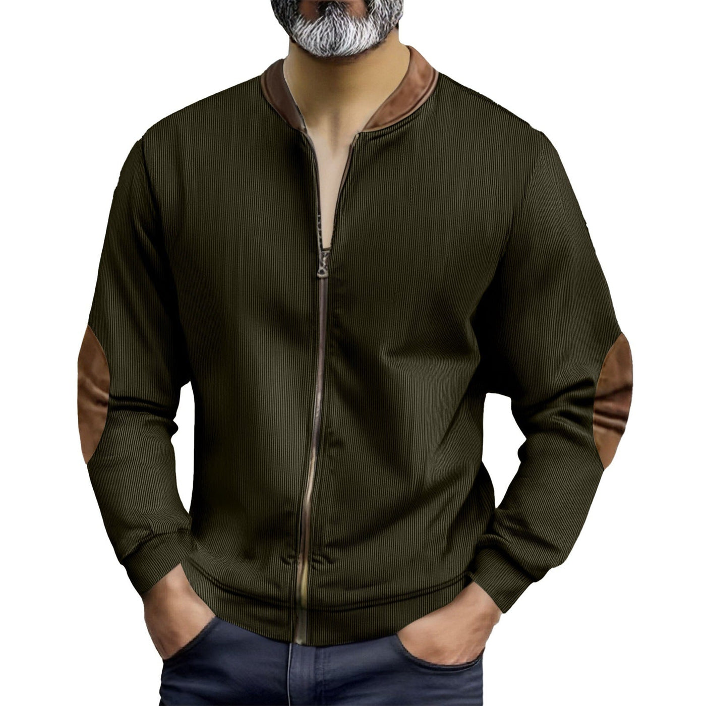 Herren sportliche Bomberjacke mit modernen Lederakzenten Aliams