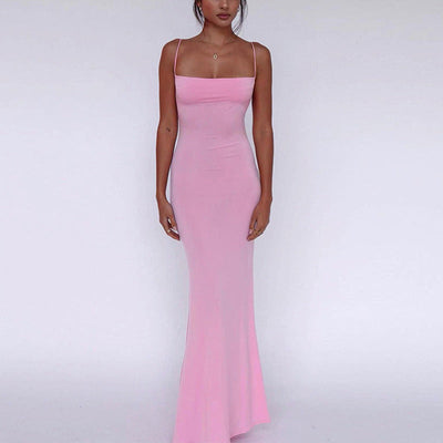 Damen elegantes Maxikleid mit Feinstrick und schulterfreien Trägern Heidi-Mode