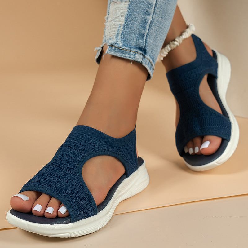 Damen bequeme Sandalen mit elastischem Obermaterial und gepolstertem Fußbett Heidi-Mode