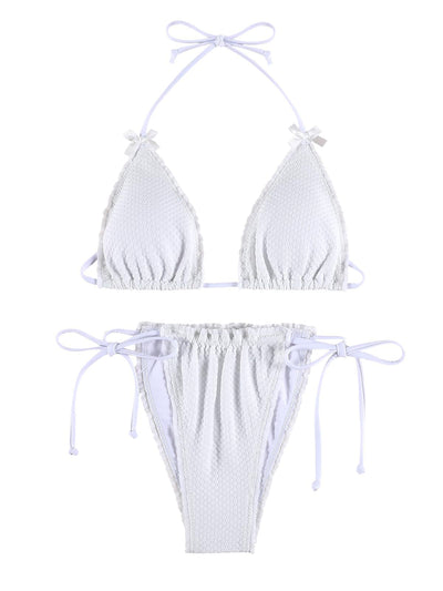 Femme Blumenmuster Dreieck Bikini Set mit verstellbaren Bändern Heidi-Mode