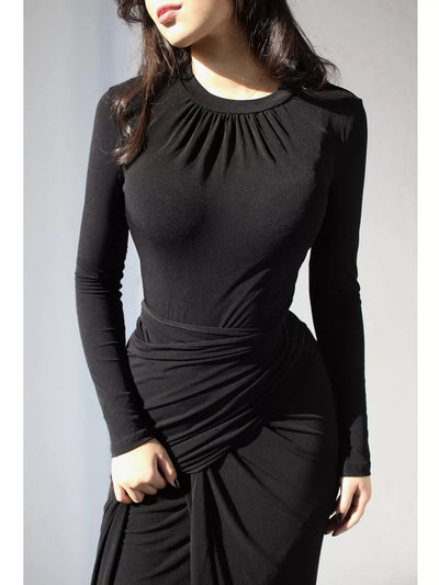 Damen Maxikleid mit fluidem Schnitt und elegantem Wickeldesign Heidi-Mode