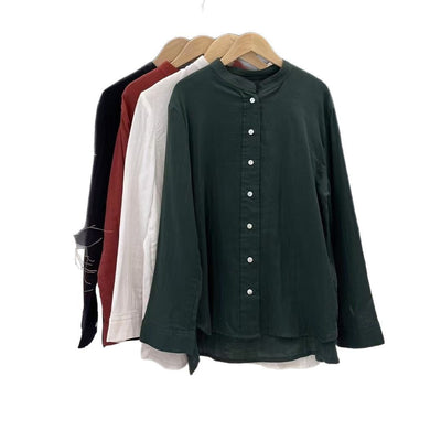 Femme Leichtes Langarm-Button-Up Tunika-Shirt Heidi-Mode