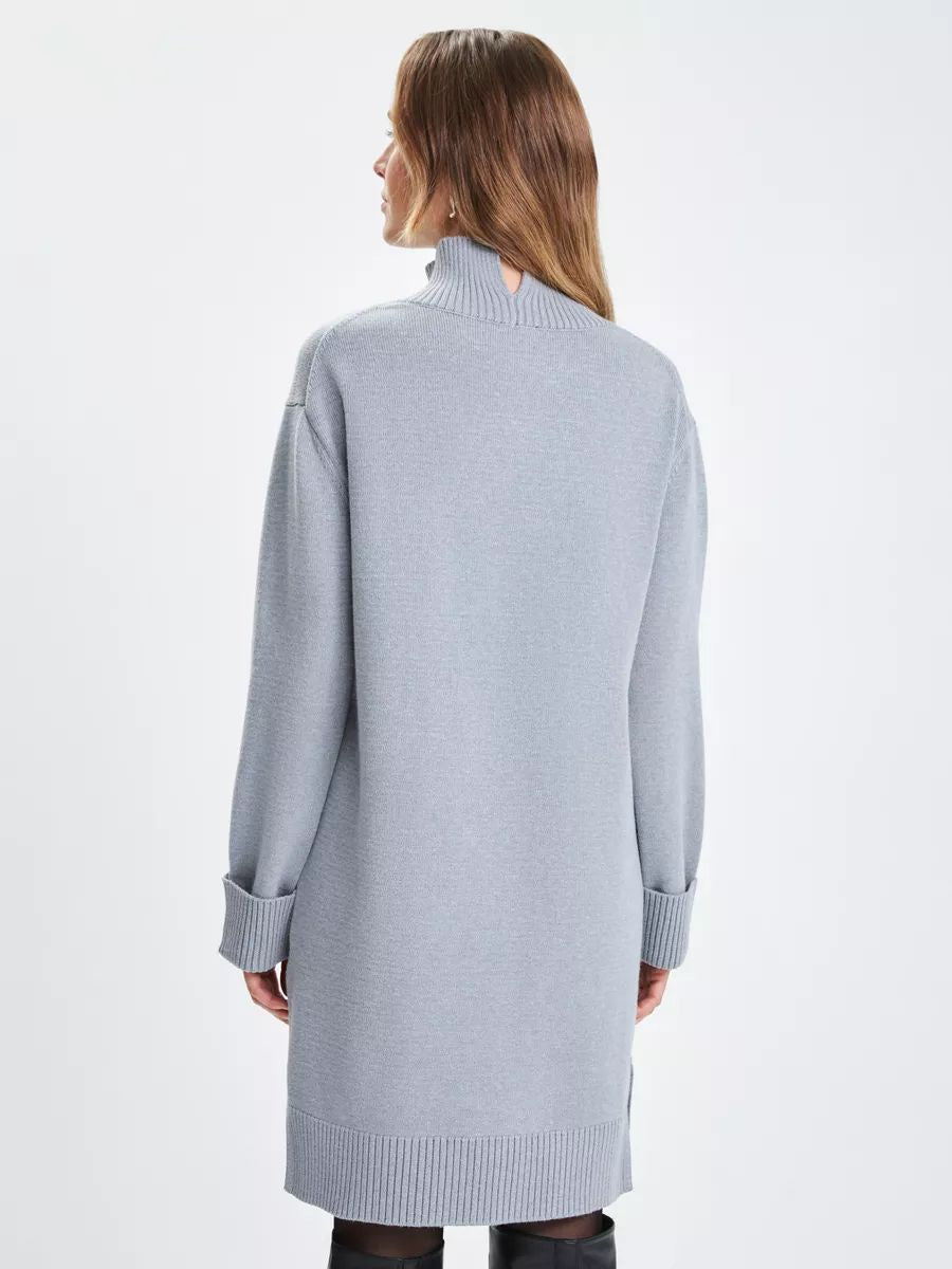 Damen Strickkleid mit stehendem Kragen und weitem Schnitt Heidi-Mode