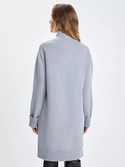 Damen Strickkleid mit stehendem Kragen und weitem Schnitt Heidi-Mode