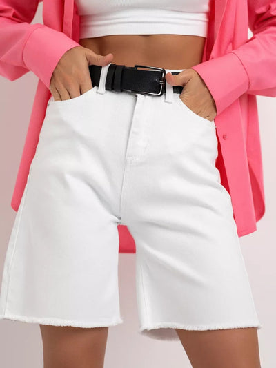 Damen Jeansshorts mit fransigem Saum und hohem Bund Heidi-Mode