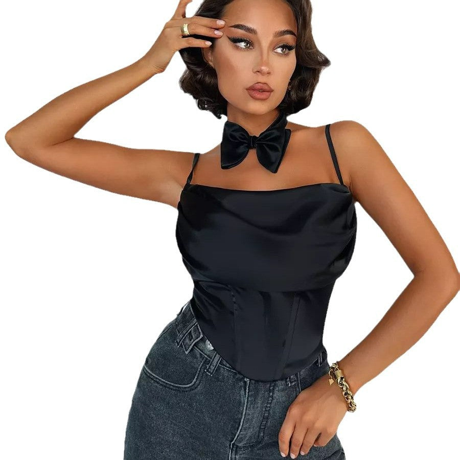 Damen elegant geschnittenes Spaghetti-Trägertop mit raffinierten Rüschendetails Heidi-Mode