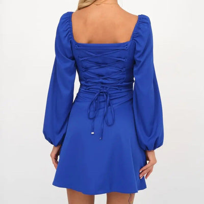 Damen elegantes Kleid mit hochwertigen Raffungen und puffärmeligen Details Heidi-Mode