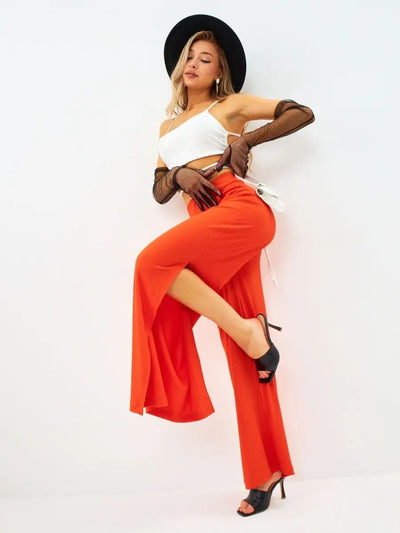 Damen Cropped Top und weite Hose im gestreiften Design Heidi-Mode