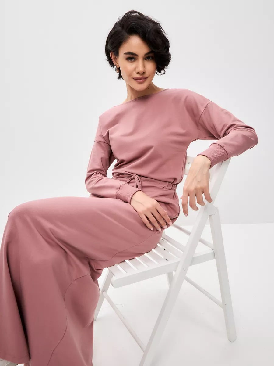 Damen Maxikleid mit lässigem Schnitt und Taillenzug Heidi-Mode