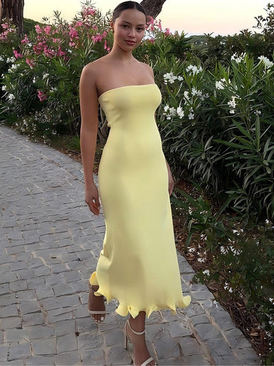 Damen schickes Abendkleid mit dekorativem Saum und figurbetontem Schnitt Heidi-Mode