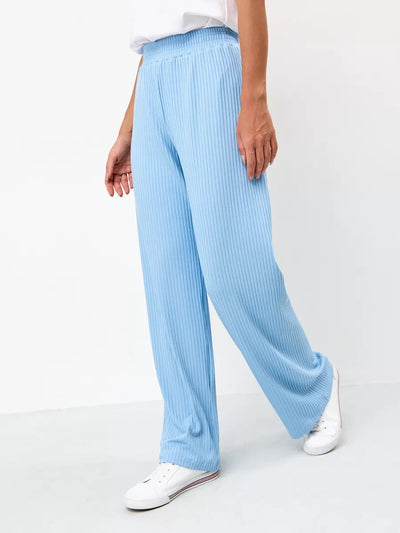 Damen weite, gestreifte Baumwollhose mit elastischem Bund und lässigem Schnitt Heidi-Mode